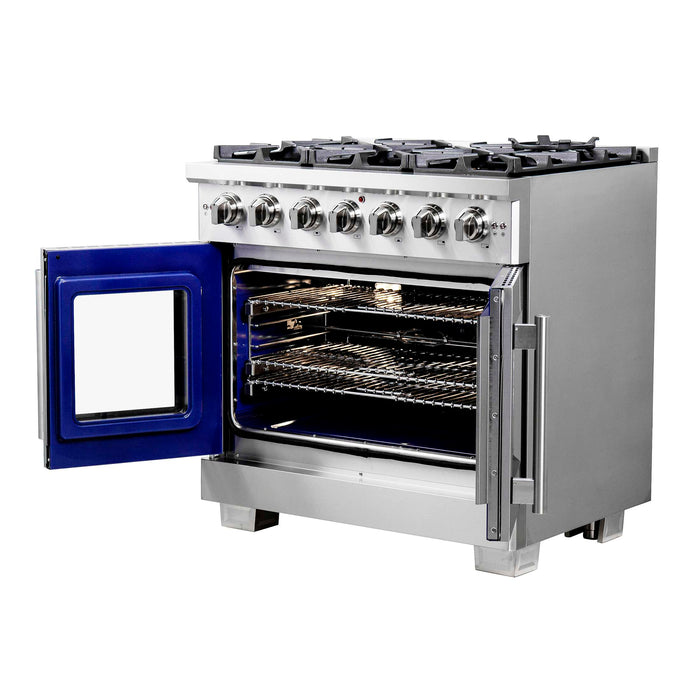 Forno Capriasca 36" Freestanding French Door Gas Range, FFSGS6460-36