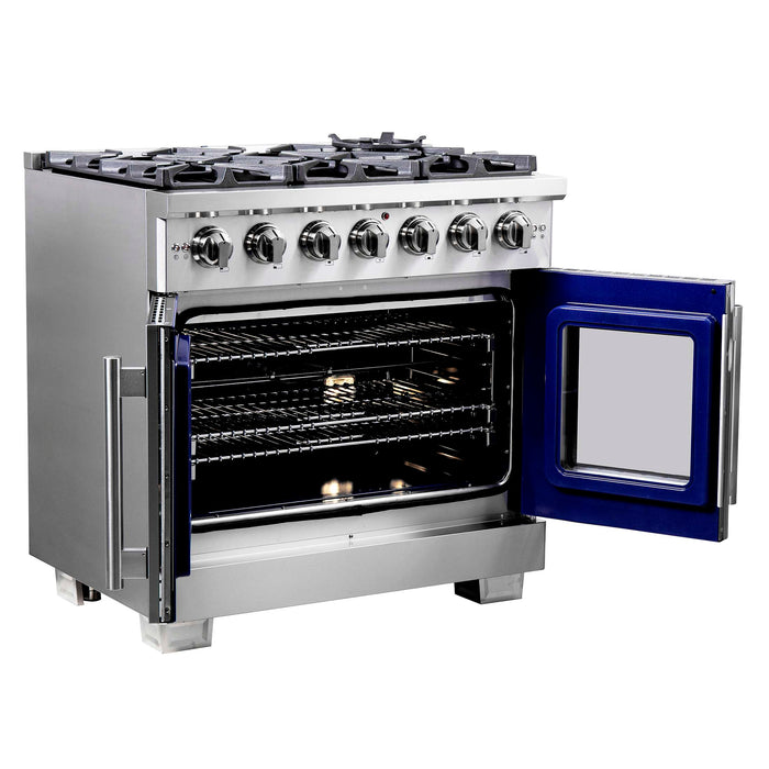 Forno Capriasca 36" Freestanding French Door Gas Range, FFSGS6460-36