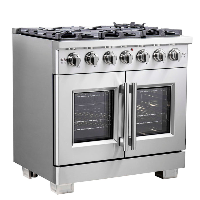 Forno Capriasca 36" Freestanding French Door Gas Range, FFSGS6460-36