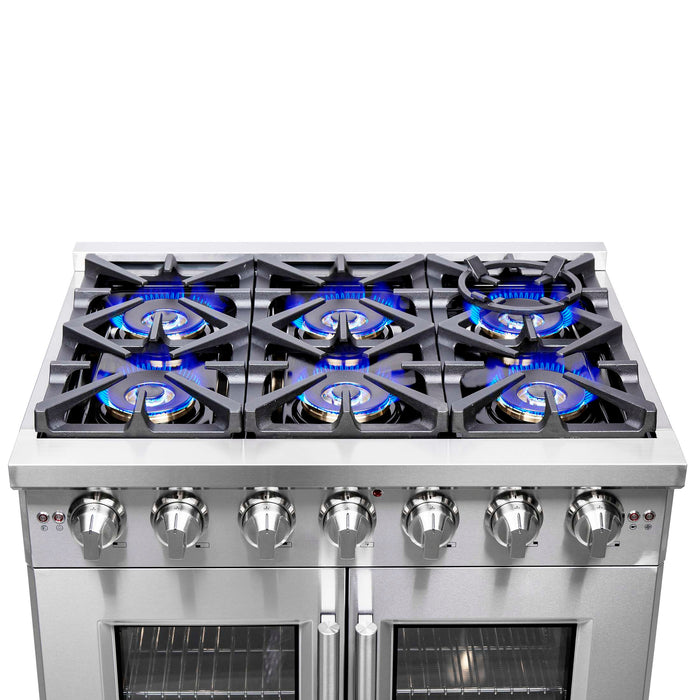 Forno Capriasca 36" Freestanding French Door Gas Range, FFSGS6460-36