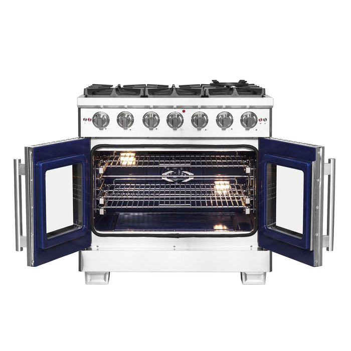 Forno Capriasca 36" Freestanding French Door Gas Range, FFSGS6460-36