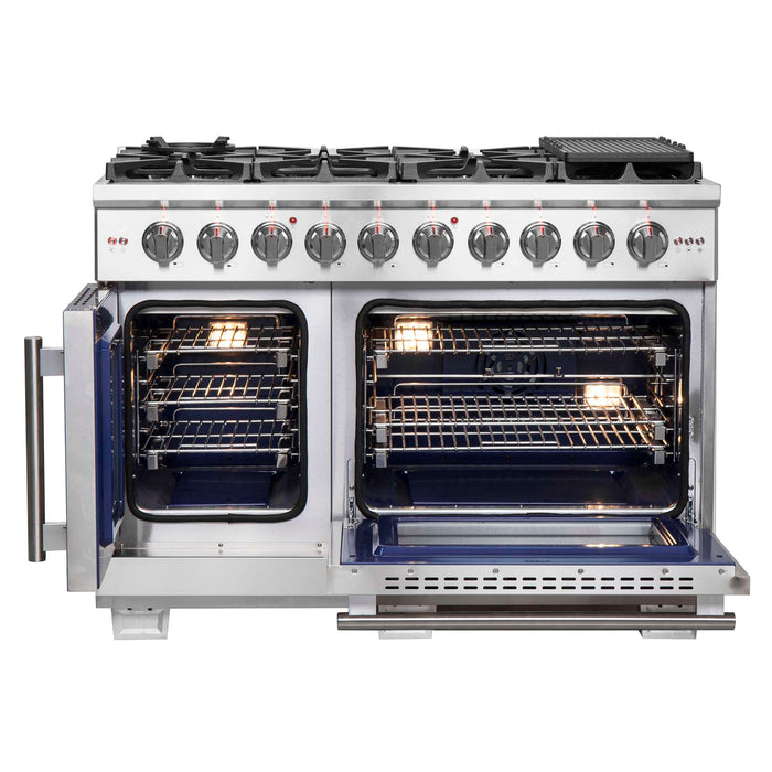 Forno Capriasca 48" Freestanding French Door Gas Range, FFSGS6460-48