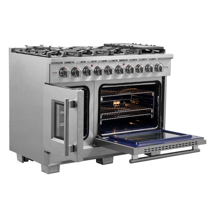 Forno Capriasca 48" Freestanding French Door Gas Range, FFSGS6460-48