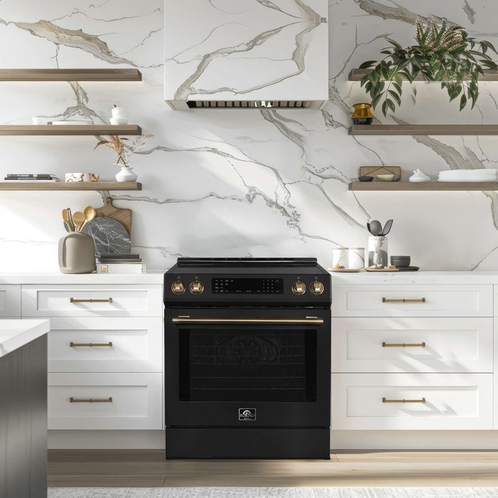 Forno Donatello Espresso 30-Inch Slide-In Induction Range Black, FFSIN0905-30BLK