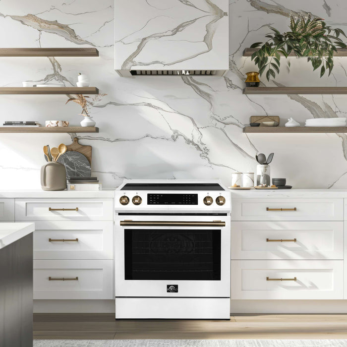 Forno Donatello Espresso  30-Inch Slide-In Induction Range White, FFSIN0905-30WHT