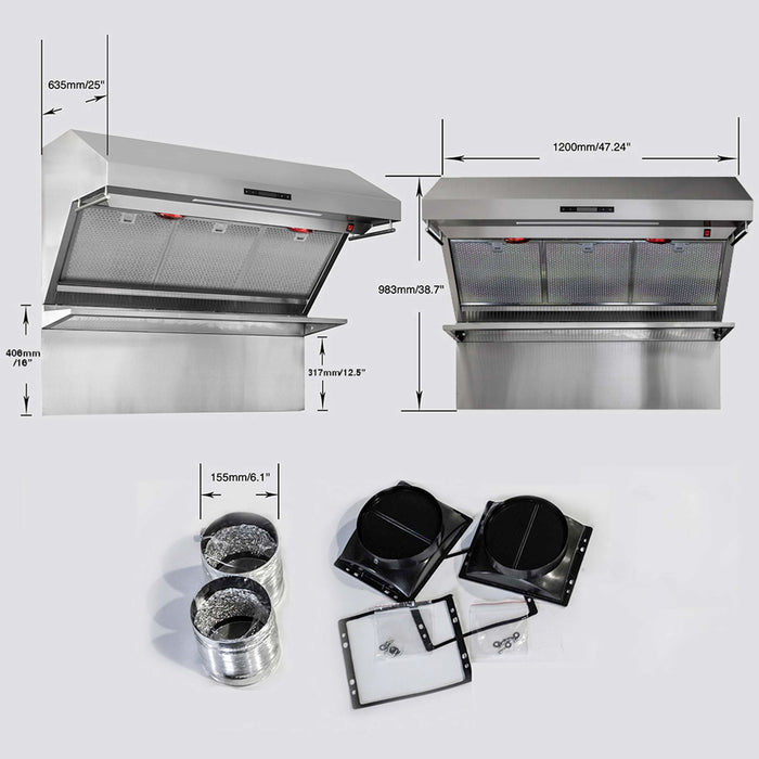 Forno Savona - 48" Wall Mount Range Hood with Hybrid Stainless Filters & Back Splash, FRHWM5029-48HB