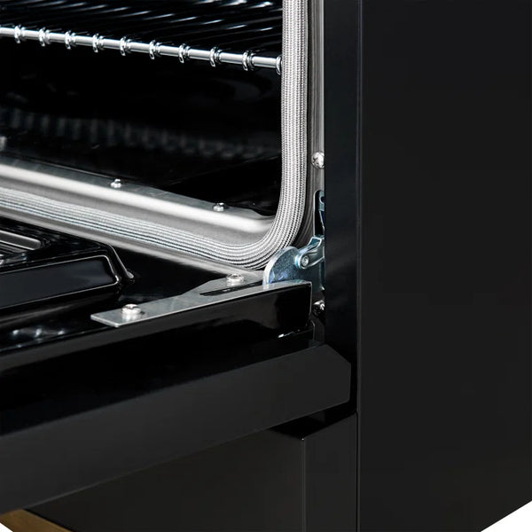 FORNO Espresso Antico 36" 4.5 cu. ft. Dual Fuel Range with 6 Sealed Burners in Black with Antique Brass Accents, FFSGS6113-36BLK