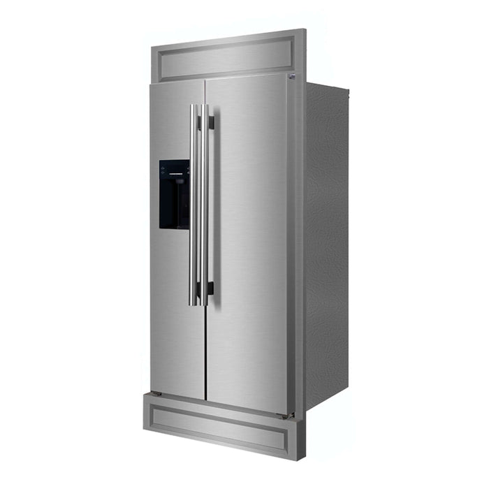 Forno Salerno 36" Built-in Stainless-Steel Refrigerator 20 cu. ft with Modern Decorative Grill - 40" Wide, FFRBI1844-40MG