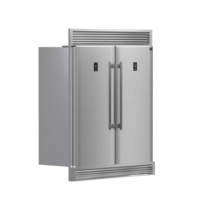 FORNO Premium 2-Piece Kitchen Bundle - Capriasca 48" Stainless Steel Range, Rizzuto 60" W. Dual Combo Convertible Refrigerator, FBDL-019-04CAUS