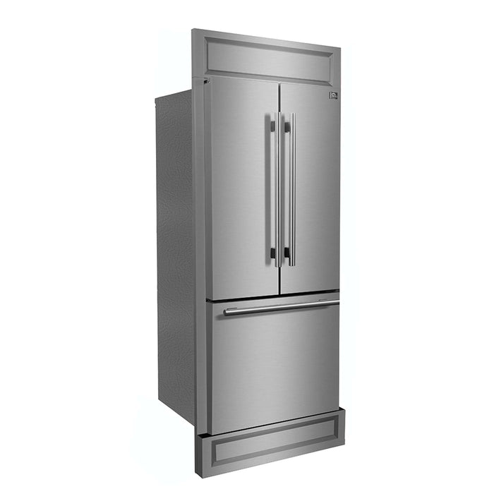 Forno Gallipoli 30" French Door Refrigerator, 17.5 cu.ft. Capacity & Modern Decorative Grill - 34" Wide, FFFFD1974-35MG
