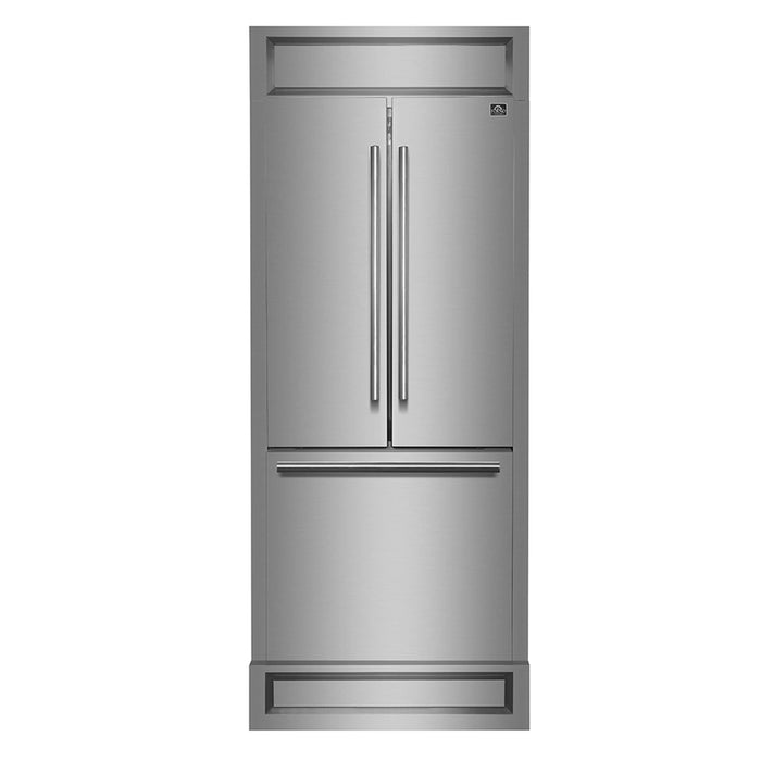 Forno Gallipoli 30" French Door Refrigerator, 17.5 cu.ft. Capacity & Modern Decorative Grill - 34" Wide, FFFFD1974-35MG