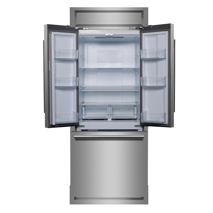 Forno Gallipoli 30" French Door Refrigerator, 17.5 cu.ft. Capacity & Modern Decorative Grill - 34" Wide, FFFFD1974-35MG