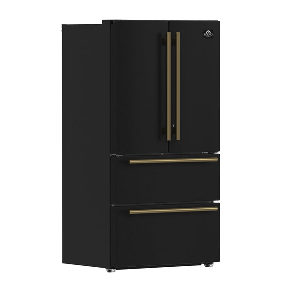 Forno Moena Espresso 36" French Door Refrigerator in Black, 19.2 cu. ft, FFRBI1820-36BLK