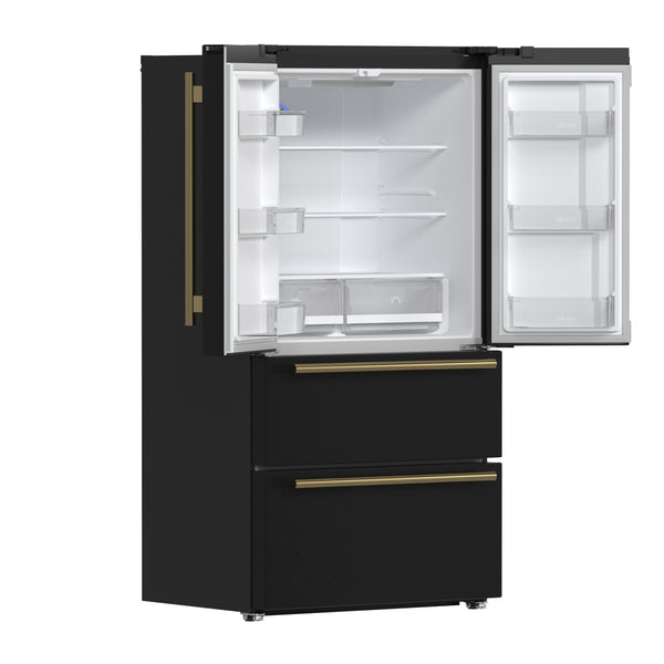 Forno Moena Espresso 36" French Door Refrigerator in Black, 19.2 cu. ft, FFRBI1820-36BLK
