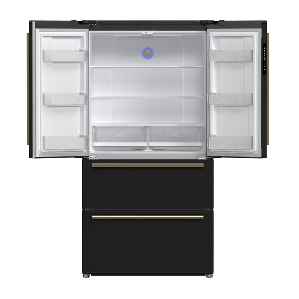 Forno Moena Espresso 36" French Door Refrigerator in Black, 19.2 cu. ft, FFRBI1820-36BLK