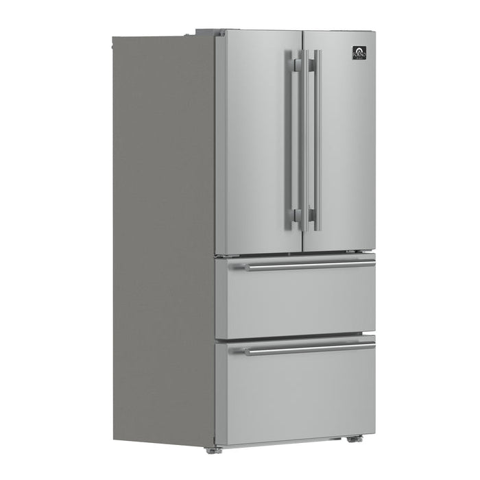 FORNO Moena 36" 19.2 cu. ft. Counter Depth Refrigerator with Ice Maker in Stainless Steel- FFRBI1820-36SB