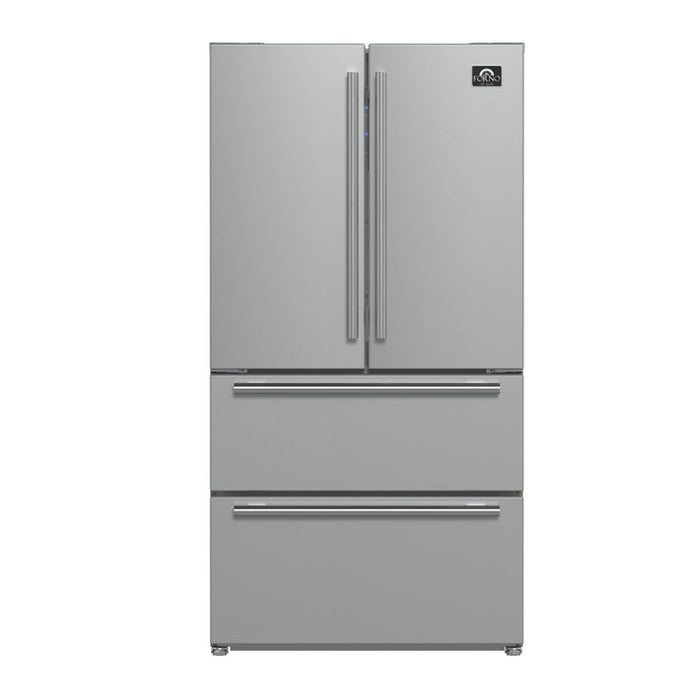 FORNO Moena 36" 19.2 cu. ft. Counter Depth Refrigerator with Ice Maker in Stainless Steel- FFRBI1820-36SB