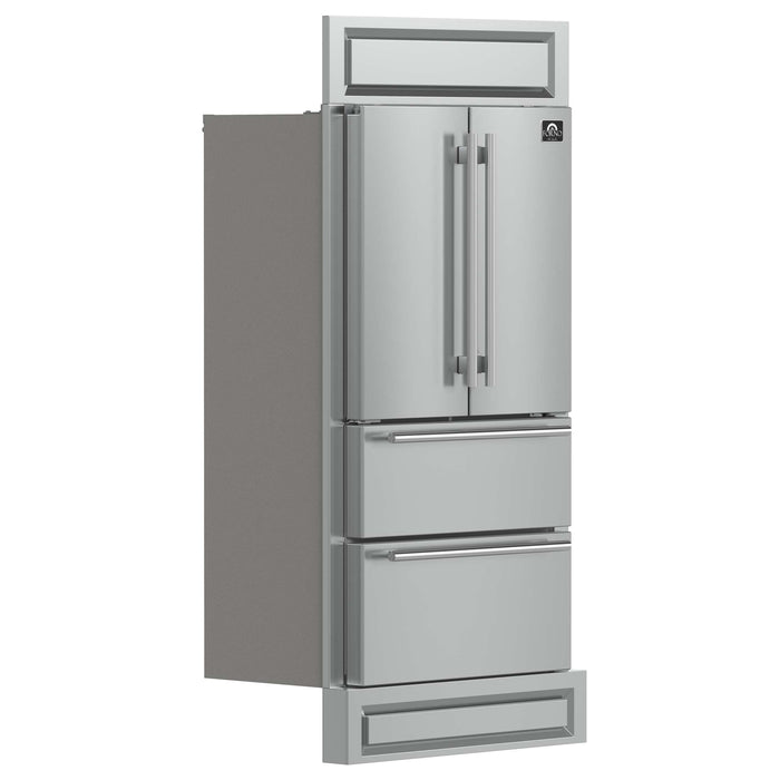 Forno Moena 36" French Door 19.2 cu. ft Stainless Steel Refrigerator, with Modern Decorative Grill - 40" Wide, FFRBI1820-40MG