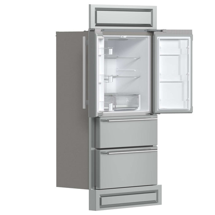 Forno Moena 36" French Door 19.2 cu. ft Stainless Steel Refrigerator, with Modern Decorative Grill - 40" Wide, FFRBI1820-40MG