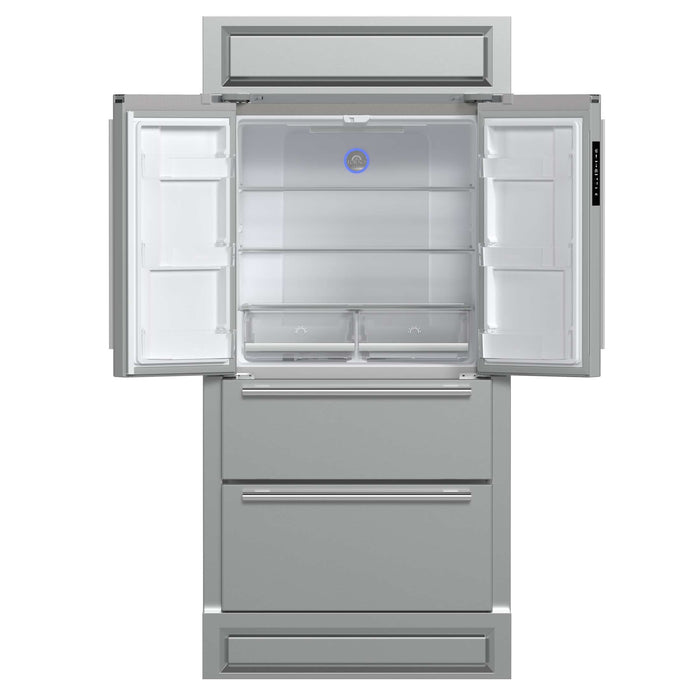 Forno Moena 36" French Door 19.2 cu. ft Stainless Steel Refrigerator, with Modern Decorative Grill - 40" Wide, FFRBI1820-40MG