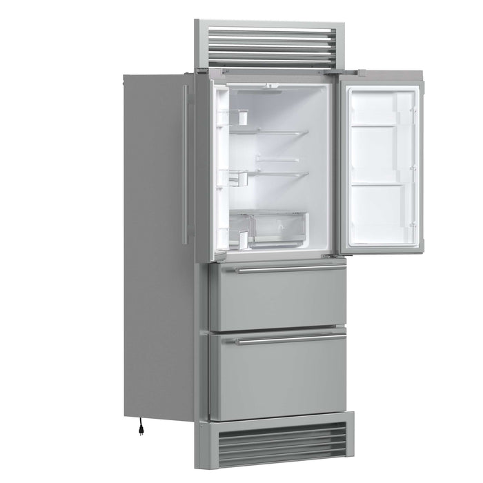 Forno Moena 36" French Door 19.2 cu. ft Stainless Steel Refrigerator, with Decorative Grill , FFRBI1820-40SG