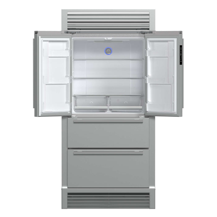 Forno Moena 36" French Door 19.2 cu. ft Stainless Steel Refrigerator, with Decorative Grill , FFRBI1820-40SG