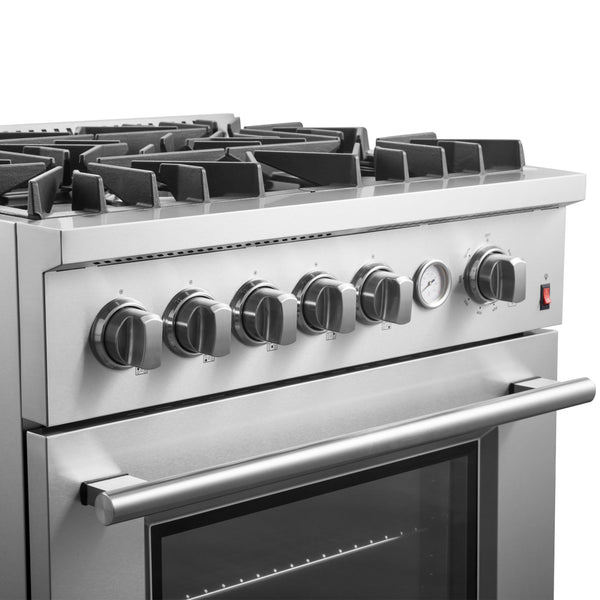 Giovanni 30-inch Gas Range Stainless Steel, 5 Burners 67,000 BTU, 4.32 cu.ft. Convection Oven, FFSGS6274-30