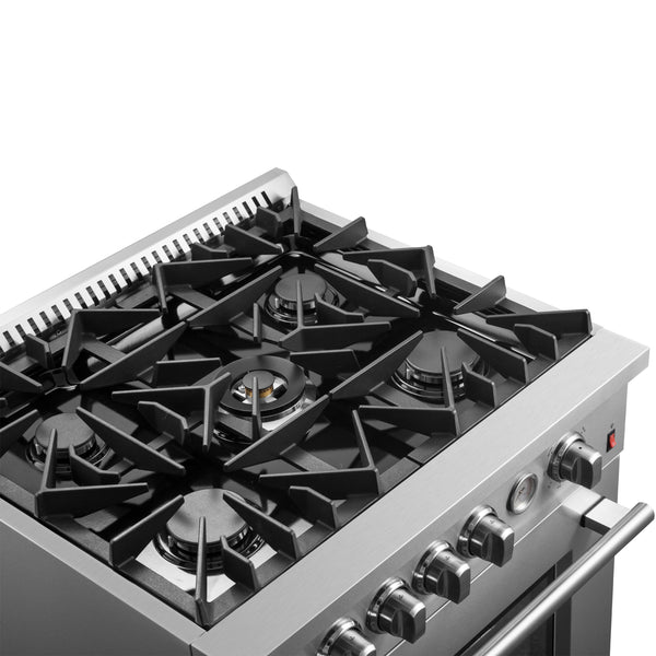 Giovanni 30-inch Gas Range Stainless Steel, 5 Burners 67,000 BTU, 4.32 cu.ft. Convection Oven, FFSGS6274-30