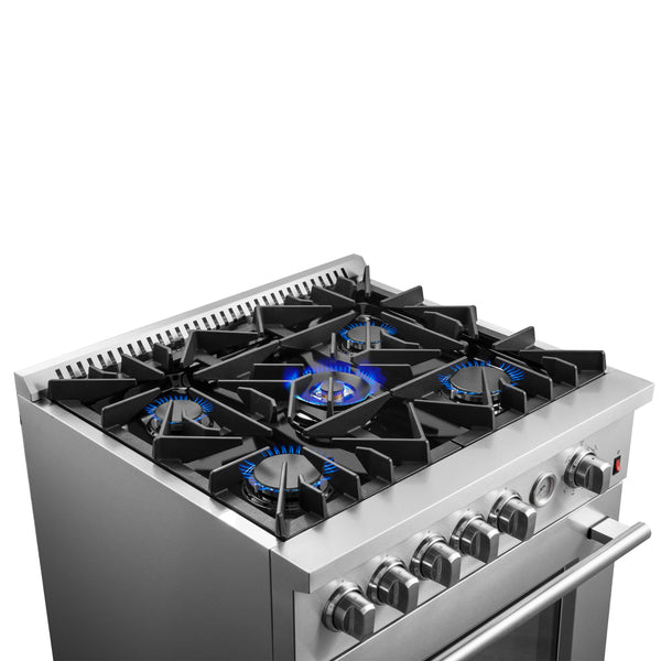 Giovanni 30-inch Gas Range Stainless Steel, 5 Burners 67,000 BTU, 4.32 cu.ft. Convection Oven, FFSGS6274-30