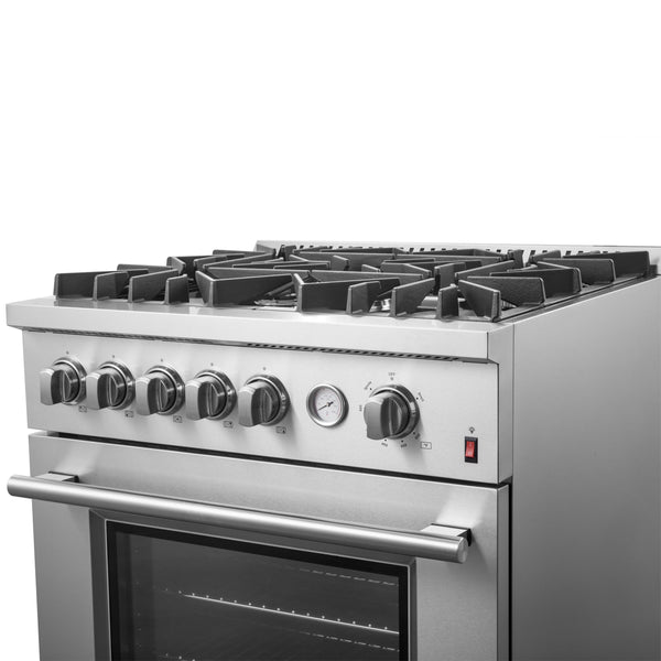 Giovanni 30-inch Gas Range Stainless Steel, 5 Burners 67,000 BTU, 4.32 cu.ft. Convection Oven, FFSGS6274-30