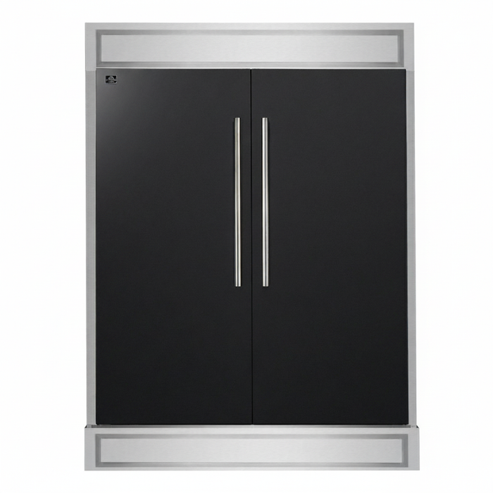 FORNO Maderno 60" 27.2 cu. ft. Convertible Refrigerator and Freezer with Modern Trim Kit in Black with Stainless Steel Handles- FFFFD1722-60MG-BLK