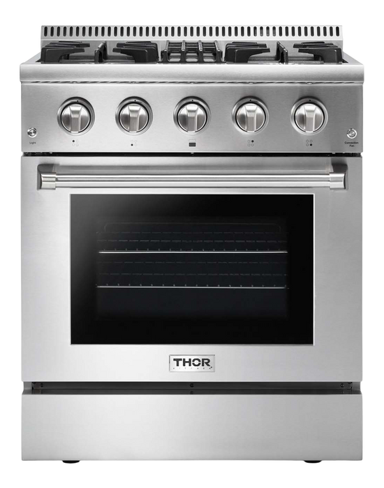 THOR Kitchen 30 in. Sealed 4 Burner Professional Dual Fuel Range in Stainless Steel- HRD3088U