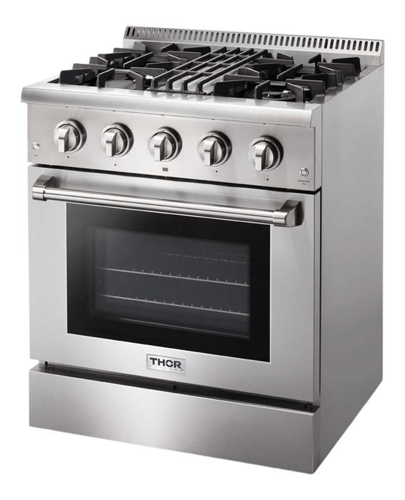 THOR Kitchen 30 in. Sealed 4 Burner Professional Dual Fuel Range in Stainless Steel- HRD3088U