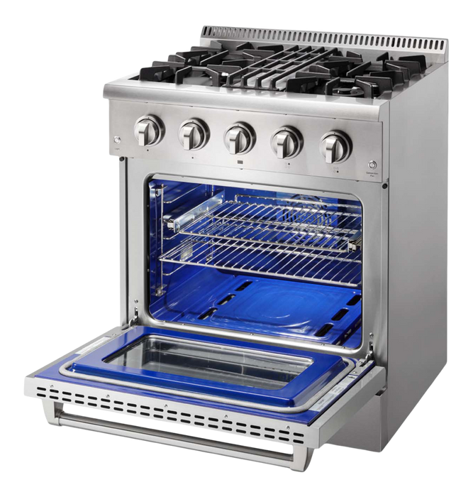 THOR Kitchen 30 in. Sealed 4 Burner Professional Dual Fuel Range in Stainless Steel- HRD3088U