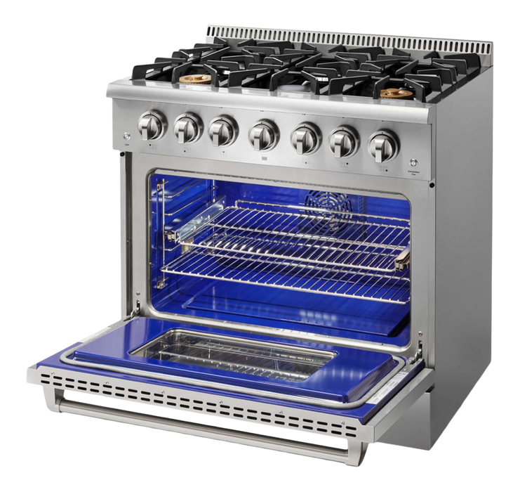 Thor Kitchen 36 in. 5.2 cu.ft. Professional Stainless Steel Sealed 6 Burner Gas Range, HRG3618U