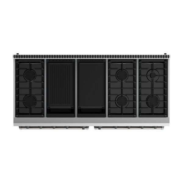 THOR Kitchen 60" Professional Natural Gas Range with 8 Burners in Stainless Steel- LRG60E