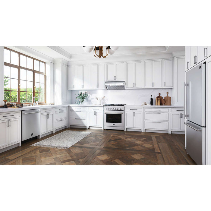 Forno Espresso 24" Built-In Tall Tub Dishwasher in Stainless Steel with Silver Handles, FDWBI8035-24S