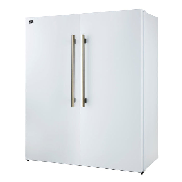 FORNO Maderno 60" 27.2 cu.ft. Convertible Refrigerator and Freezer with Modern Trim Kit in White with Antique Brass Handles- FFFFD1722-60MG-WHT