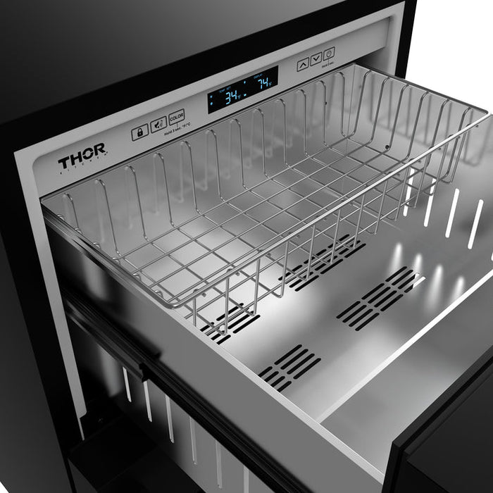 Gordon Ramsay by THOR Kitchen 24" Undercounter Refrigerator Drawer in Black Matte - RF24UB