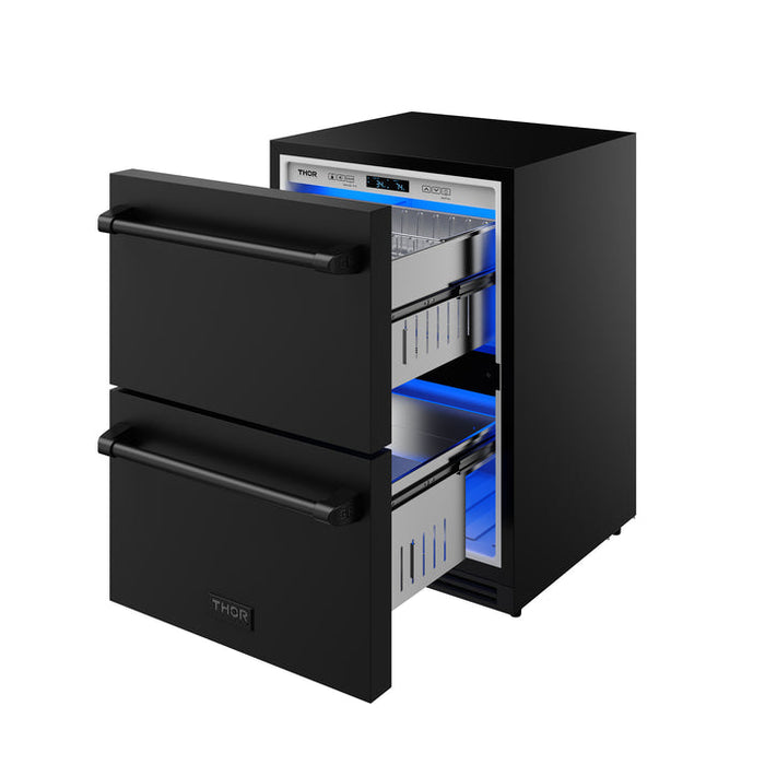 Gordon Ramsay by THOR Kitchen 24" Undercounter Refrigerator Drawer in Black Matte - RF24UB