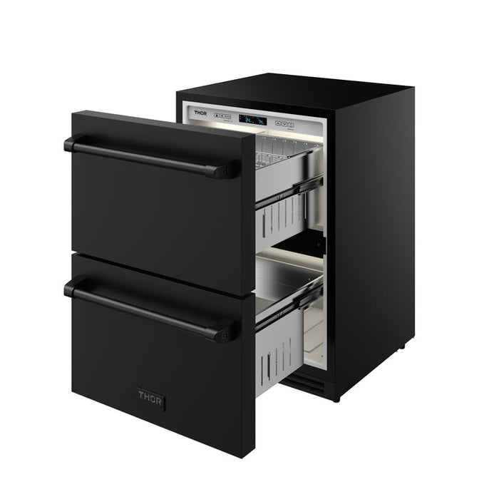 Gordon Ramsay by THOR Kitchen 24" Undercounter Refrigerator Drawer in Black Matte - RF24UB