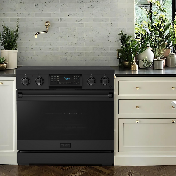 Thor Kitchen Gordon Ramsay Series 36 in. Professional Electric Range with Tilt Panel Touch Control in Black, RSE36B