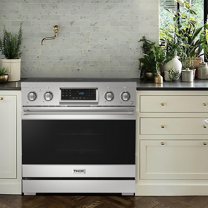 Thor Kitchen Gordon Ramsay Series 36 in. Professional Electric Range with Tilt Panel Touch Control in Stainless Steel, RSE36