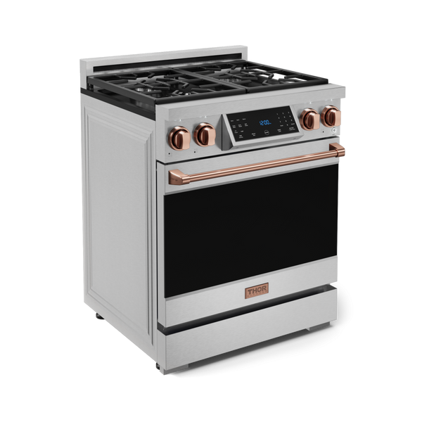 Gordon Ramsay by THOR Kitchen 30" 4.55 cu. ft. Professional Propane Gas Range with Tilt Panel Touch Control and Self-Clean in Stainless Steel with Rose Gold Accents, RSG30LP-RSG