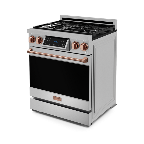 Gordon Ramsay by THOR Kitchen 30" 4.55 cu. ft. Professional Propane Gas Range with Tilt Panel Touch Control and Self-Clean in Stainless Steel with Rose Gold Accents, RSG30LP-RSG