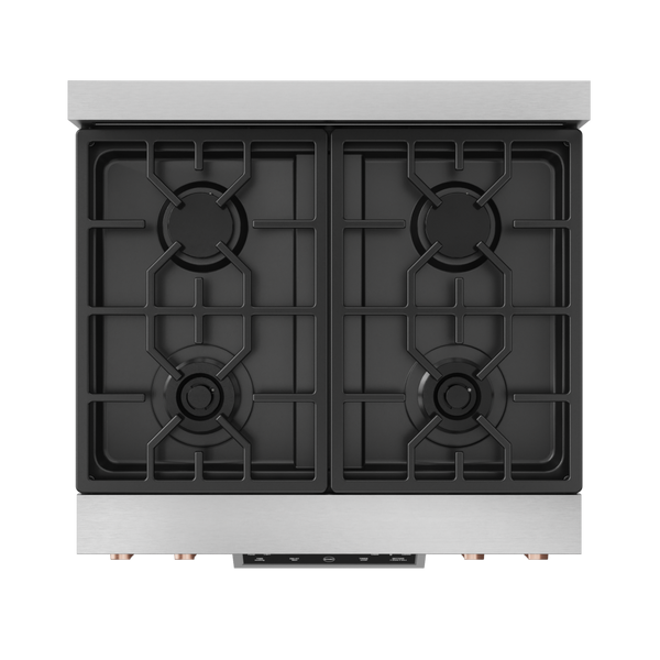 Gordon Ramsay by THOR Kitchen 30" 4.55 cu. ft. Professional Propane Gas Range with Tilt Panel Touch Control and Self-Clean in Stainless Steel with Rose Gold Accents, RSG30LP-RSG