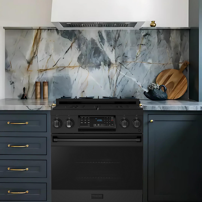 Thor Kitchen Gordon Ramsay Series 30 in. Professional Gas Range with Tilt Panel Touch Control in Black, RSG30B
