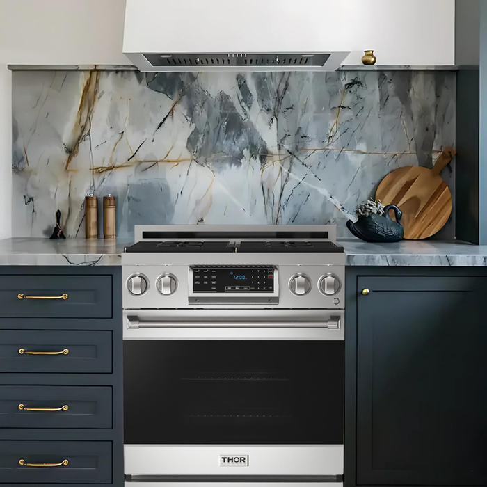 Thor Kitchen Gordon Ramsay Series 30 in. Professional Gas Range with Tilt Panel Touch Control in Stainless Steel, RSG30