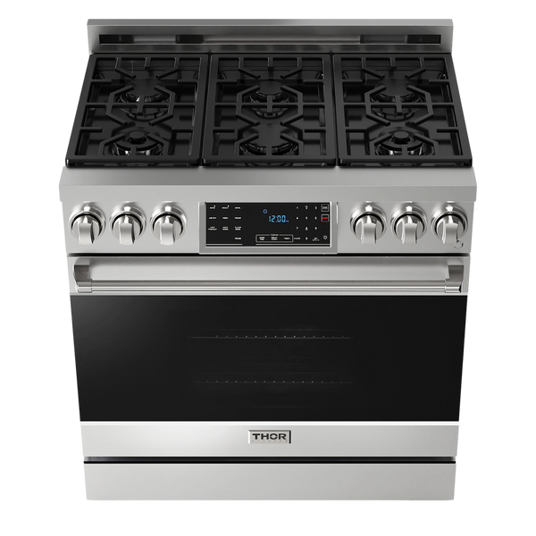 Thor Kitchen Gordon Ramsay Series 36 in. Professional Gas Range with Tilt Panel Touch Control in Stainless Steel, RSG36