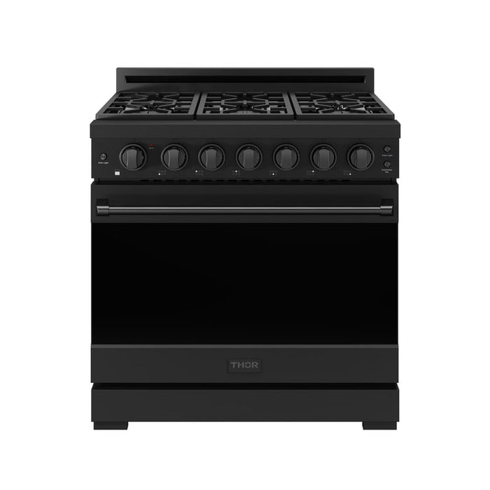 Gordon Ramsay by THOR Kitchen 36" 6 cu. ft. Professional Natural Gas Range with 6 Sealed Burners in Black - RSG36PB